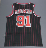 Retro Black Stripes Dennis Rodman #91 Chicago Bulls Basketball Jersey Sports Shirt Tops