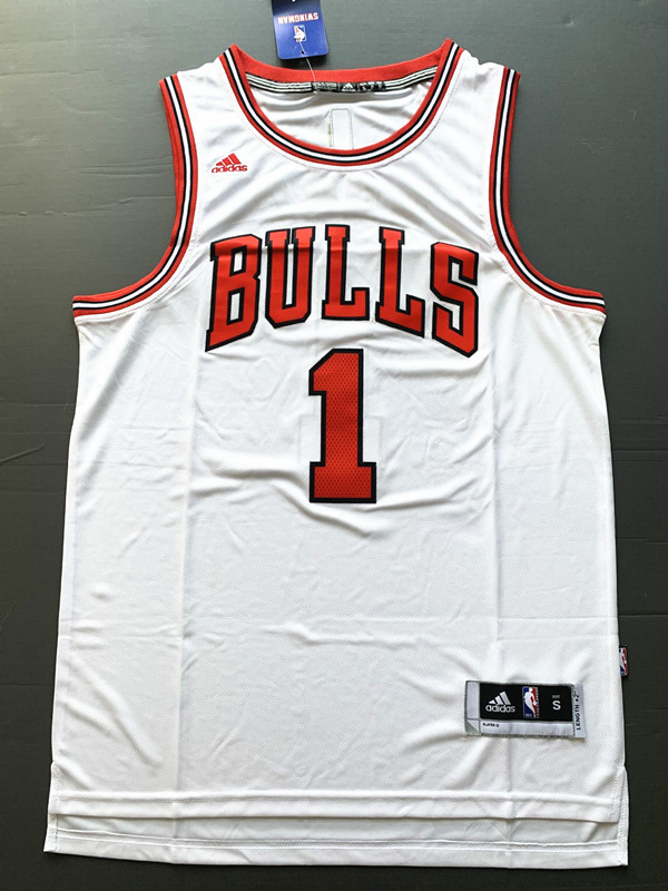 White Derrick Rose #1 Chicago Bulls Basketball Jersey Sports Shirt Tops