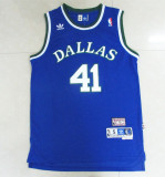 Vintage Blue Dirk Nowitzki  #41 Dallas Mavericks Basketball Jersey Sports Shirt Tops