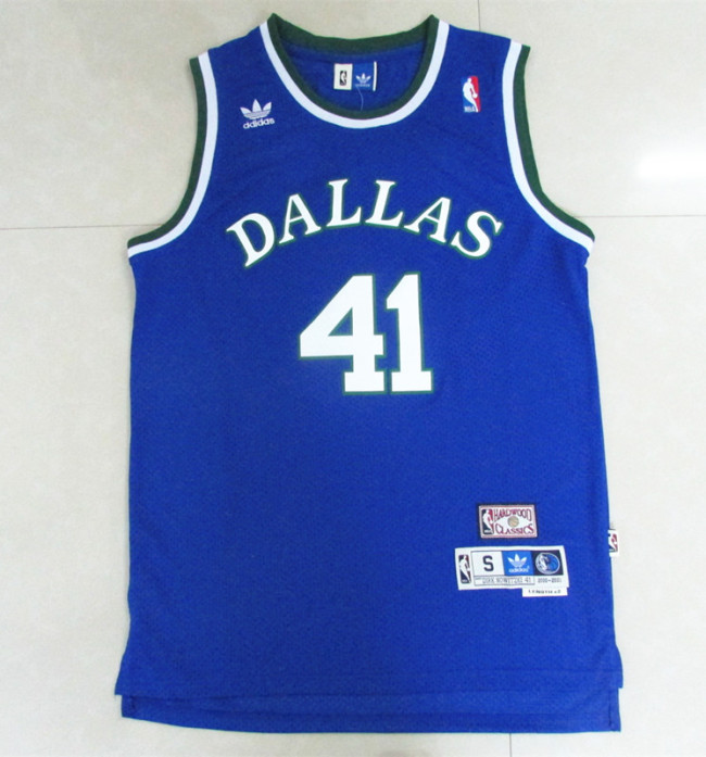 Vintage Blue Dirk Nowitzki  #41 Dallas Mavericks Basketball Jersey Sports Shirt Tops
