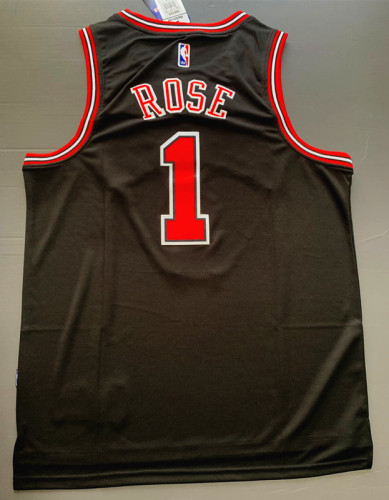 Black Derrick Rose #1 Chicago Bulls Basketball Jersey Sports Shirt Tops