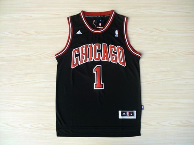 Classic Black Derrick Rose #1 Chicago Bulls Basketball Jersey Sports Shirt Tops