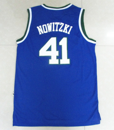 Vintage Blue Dirk Nowitzki  #41 Dallas Mavericks Basketball Jersey Sports Shirt Tops