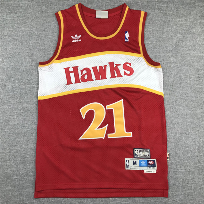Vintage Red Dominique Wilkins #21 Atlanta Hawks Basketball Jersey Sports Shirt Tops