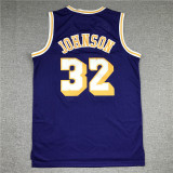 Vintage 84 85 Gold Label Blue Earvin Johnson #32 Los Angeles Lakers Basketball Jersey Sports Shirt Tops