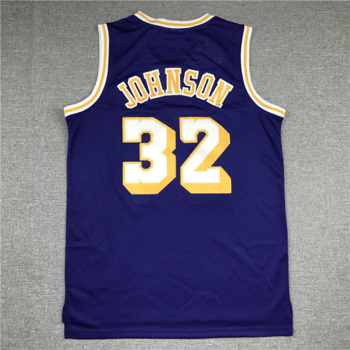 Vintage 84 85 Gold Label Blue Earvin Johnson #32 Los Angeles Lakers Basketball Jersey Sports Shirt Tops