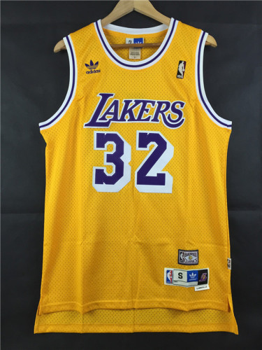 Vintage Yellow Earvin Johnson #32 Los Angeles Lakers Basketball Jersey Sports Shirt Tops