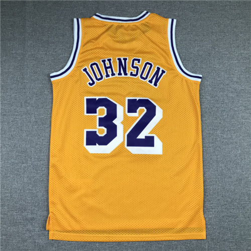 Vintage 84 85 Gold Label Yellow Earvin Johnson #32 Los Angeles Lakers Basketball Jersey Sports Shirt Tops