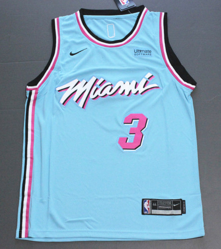 City Version Sky Blue Dwyane Wade #3 Miami Heat Basketball Jersey Sports Shirt Tops