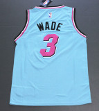 City Version Sky Blue Dwyane Wade #3 Miami Heat Basketball Jersey Sports Shirt Tops