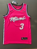 Pink Dwyane Wade #3 Miami Heat Basketball Jersey Sports Shirt Tops