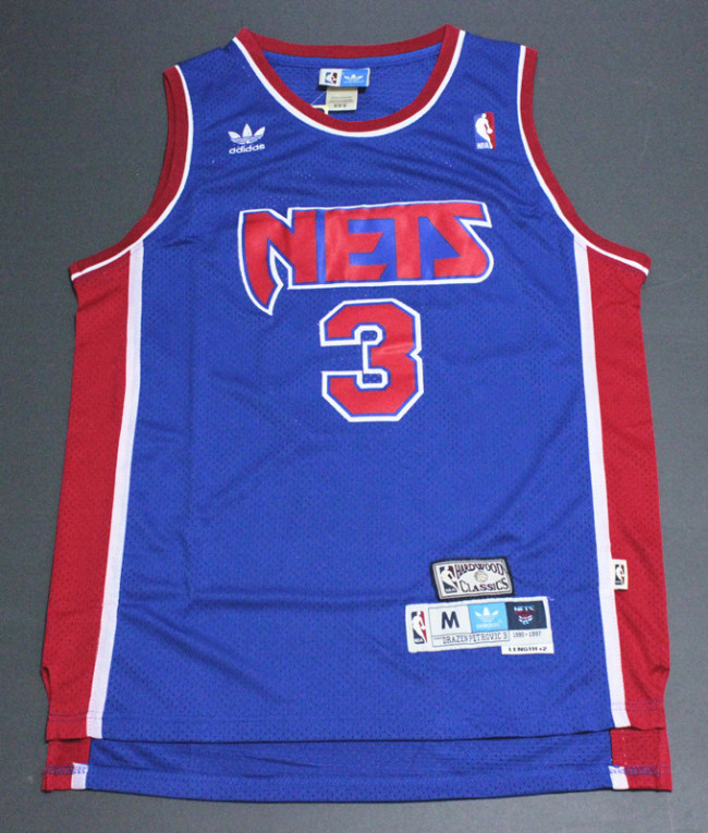 Vintage Blue Drazen Petrovic #3 Brooklyn Nets Basketball Jersey Sports Shirt Tops