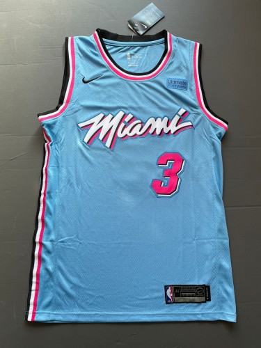 Sky Blue Dwyane Wade #3 Miami Heat Basketball Jersey Sports Shirt Tops