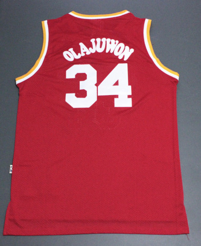 Vintage Red Hakeem Olajuwon #34 Houston Rockets  Basketball Jersey Sports Shirt Tops
