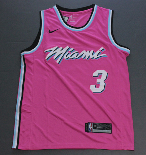City Version Pink Dwyane Wade #3 Miami Heat Basketball Jersey Sports Shirt Tops