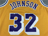 Vintage 84 85 Gold Label Yellow Earvin Johnson #32 Los Angeles Lakers Basketball Jersey Sports Shirt Tops