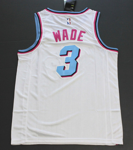 City Version White Dwyane Wade #3 Miami Heat Basketball Jersey Sports Shirt Tops