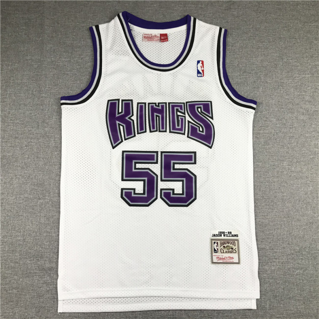 Vintage 98 99 White Jason Williams #55 Sacramento Kings Basketball Jersey Sports Shirt Tops
