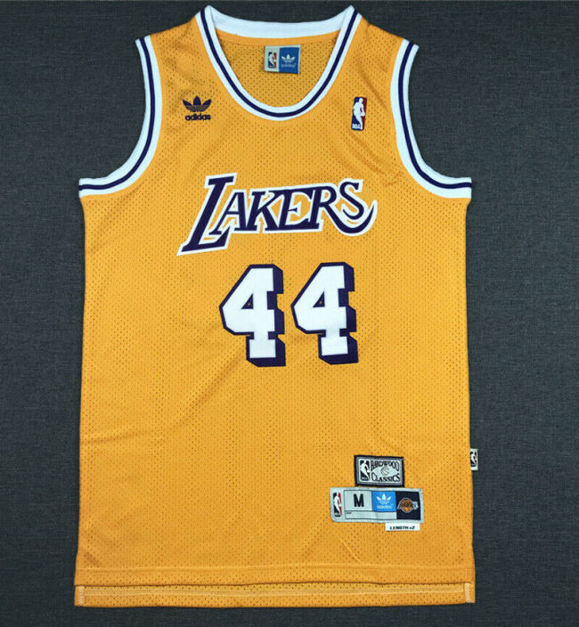 Vintage Yellow Jerry West #44 Los Angeles Lakers Basketball Jersey Sports Shirt Tops