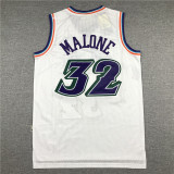 Clover White Karl Malone #32 Utah Jazz Basketball Jersey Sports Shirt Tops 