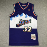 Vintage 96 97 Gold Label Purple Karl Malone #32 Utah Jazz Basketball Jersey Sports Shirt Tops 