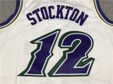 Vintage 96 97 Gold Label White John Stockton #12 Utah Jazz Basketball Jersey Sports Shirt Tops 