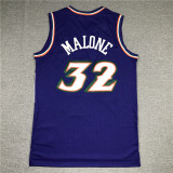 Vintage 96 97 Gold Label Purple Karl Malone #32 Utah Jazz Basketball Jersey Sports Shirt Tops 