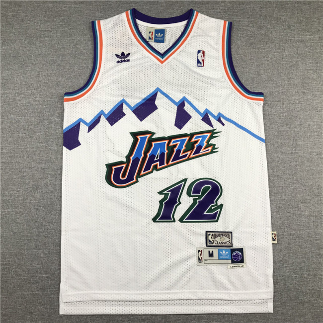 Vintage White John Stockton #12 Utah Jazz Basketball Jersey Sports Shirt Tops 