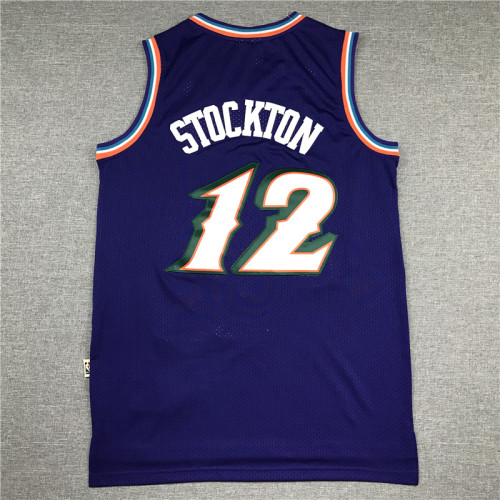 Vintage Purple John Stockton #12 Utah Jazz Basketball Jersey Sports Shirt Tops 