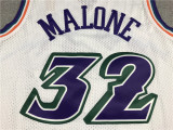 Vintage 96 97 Gold Label White Karl Malone #32 Utah Jazz Basketball Jersey Sports Shirt Tops 