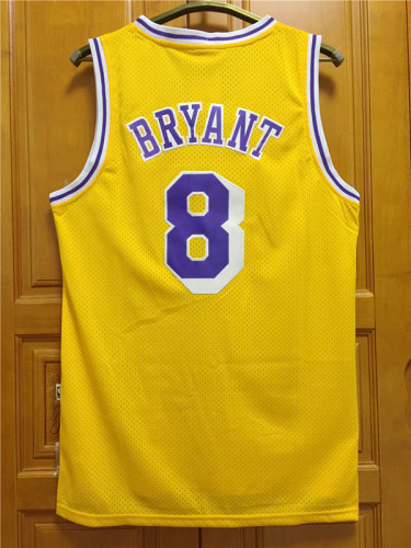 Vintage Yellow Kobe Bryant #8 Los Angeles Lakers Basketball Jersey Sports Shirt Tops 