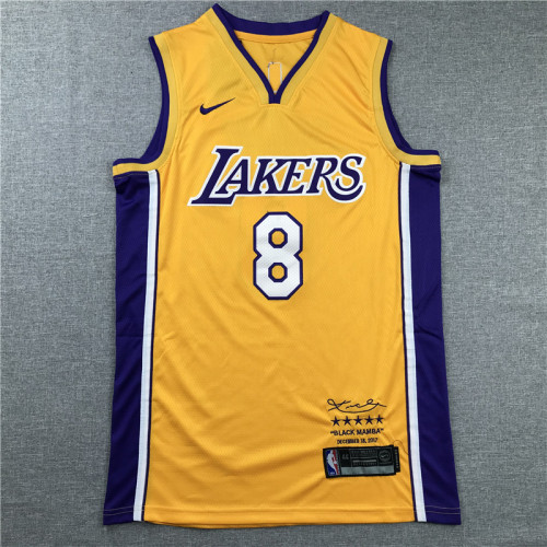 Retired Version Yellow Kobe Bryant #8 Los Angeles Lakers Basketball Jersey Sports Shirt Tops 