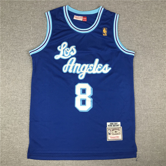 Vintage 96 97 Gold Label Blue Kobe Bryant #8 Los Angeles Lakers Basketball Jersey Sports Shirt Tops 