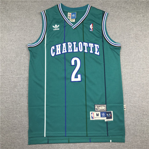 Retro Larry Johnson #2 Charlotte Hornets Basketball Jersey Sports Shirt Tops 
