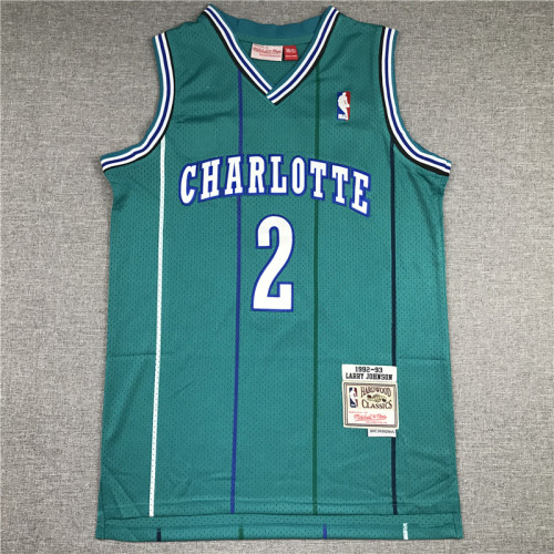 Vintage 92 93 Larry Johnson #2 Charlotte Hornets Basketball Jersey Sports Shirt Tops 