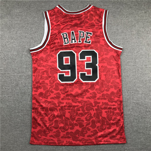 Retro 1998 #93 Joint Bape Michael Jordan #23 Chicago Bulls Basketball Jersey Sports Shirt Tops