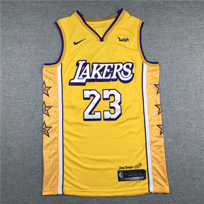 City Edition Yellow LeBron James #23 Los Angeles Lakers Basketball Jersey Sports Shirt Tops