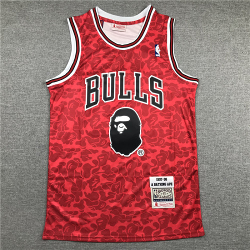 Retro 1998 #93 Joint Bape Michael Jordan #23 Chicago Bulls Basketball Jersey Sports Shirt Tops