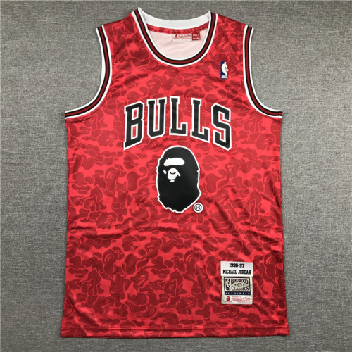 Retro 96 97 Joint Bape Michael Jordan #23 Chicago Bulls Basketball Jersey Sports Shirt Tops