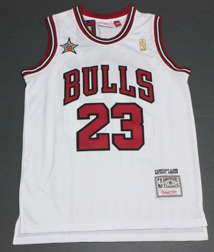 Vintage 1998 All-Star White Gold Logo Michael Jordan #23 Chicago Bulls Basketball Jersey Sports Shirt Tops