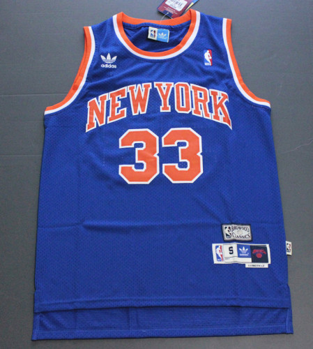 Retro Blue Patrick Ewing #33 New York Knicks Basketball Jersey Sports Shirt Tops
