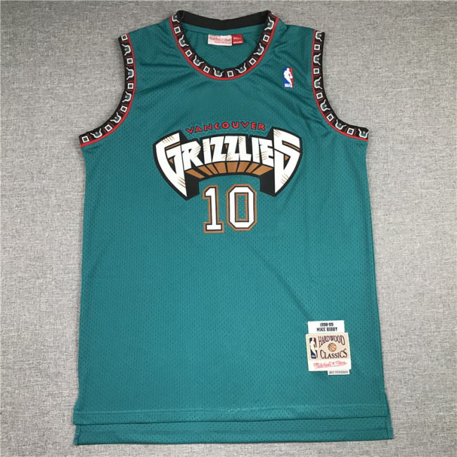 Vintage 98 99 Green Mike Bibby #10 Vancouver Grizzlies Basketball Jersey Sports Shirt Tops