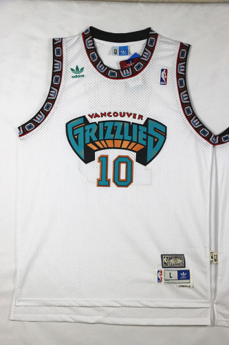 Vintage White Mike Bibby #10 Vancouver Grizzlies Basketball Jersey Sports Shirt Tops