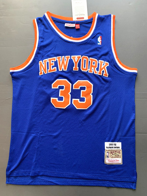 Retro Blue Patrick Ewing #33 New York Knicks Basketball Jersey Sports Shirt Tops