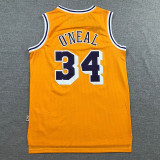 Vintage Yellow Shaquille O'Neal  #34 Los Angeles Lakers  Basketball Jersey Sports Shirt Tops 