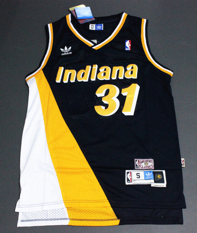 Retro Dark Blue Yellow White Color Matching Reggie Miller #31 Indiana Pacers Basketball Jersey Sports Shirt Tops 