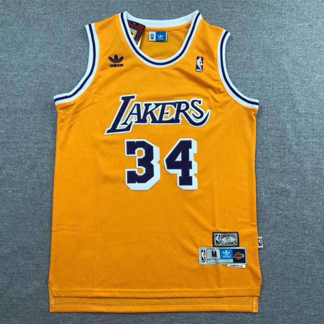 Vintage Yellow Shaquille O'Neal  #34 Los Angeles Lakers  Basketball Jersey Sports Shirt Tops 