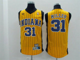 Retro Yellow Stripes Reggie Miller #31 Indiana Pacers Basketball Jersey Sports Shirt Tops 