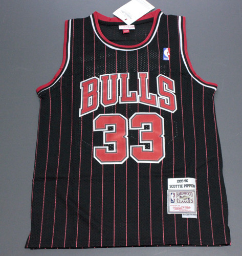 Retro 95 96 Blue Label Black Stripes Scottie Pippen #33 Chicago Bulls Basketball Jersey Sports Shirt Tops 