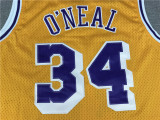 Vintage 96 97 Gold Label Yellow Shaquille O'Neal  #34 Los Angeles Lakers  Basketball Jersey Sports Shirt Tops